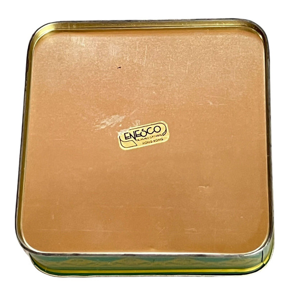 Vintage 1986 Enesco Christmas Greetings Angel Tin Box Cork Backed Coasters set - Picture 7 of 8